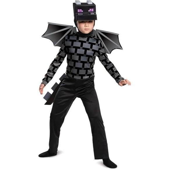 Minecraft Ender Dragon Kids Costume 10-12 Mask Wings Tail Halloween Gaming READ - Picture 2 of 8
